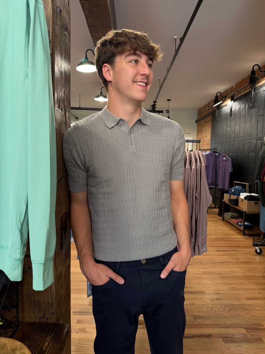 Gray Textured Polo