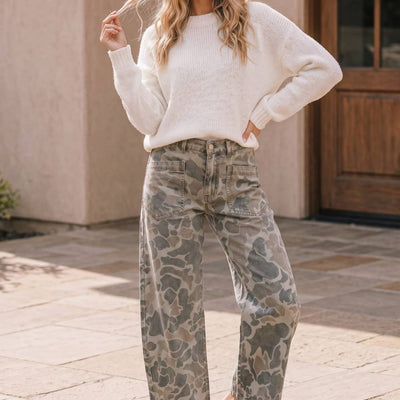 Neutral Camo Wide Leg Jeans