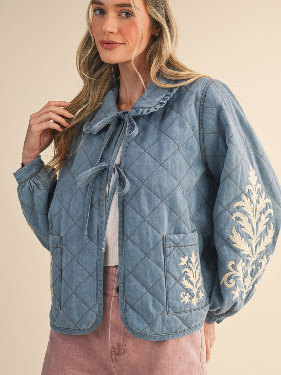 Quilted Jacket with Embroidery