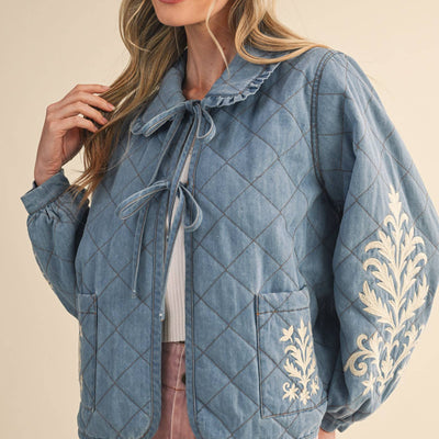 Quilted Jacket with Embroidery