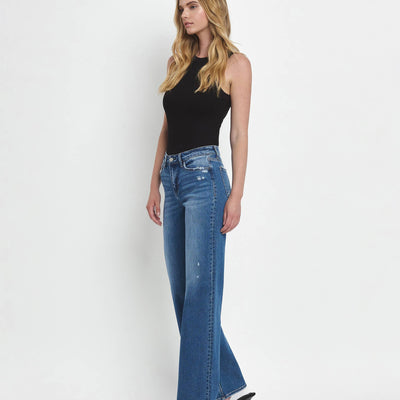 Midrise Full Length Wide Leg Jeans