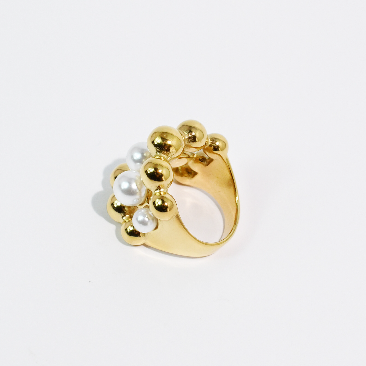 Gold & Pearl Bubble Ring