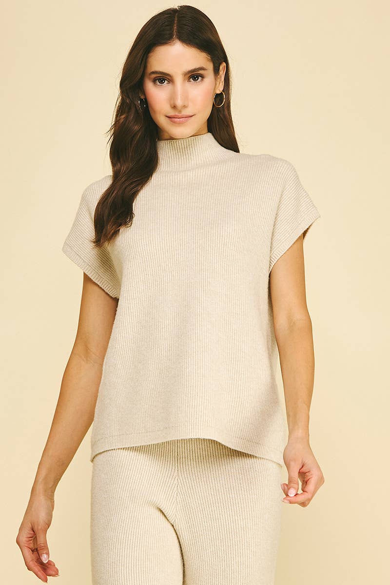 Oatmeal Mock Neck Sweater