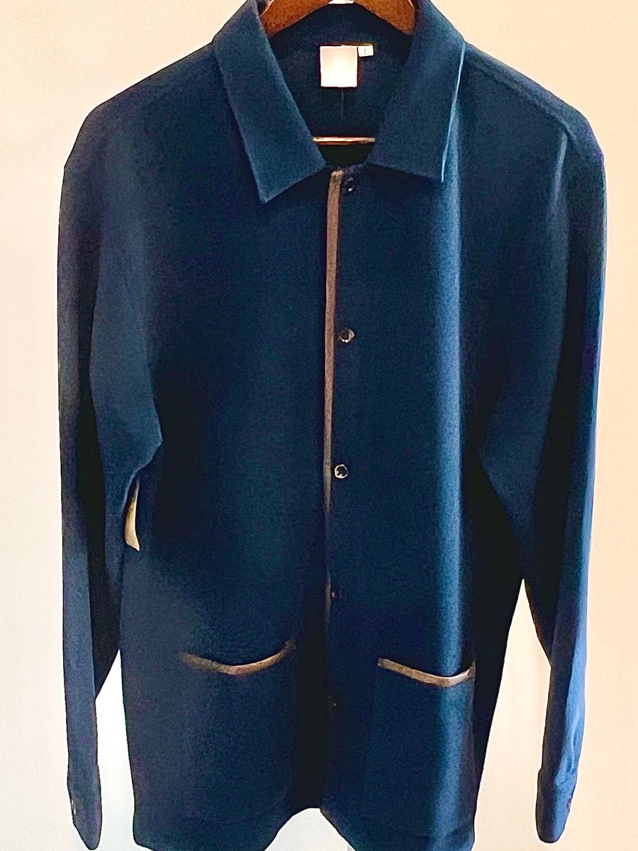 Navy Waffle Smoking Jacket