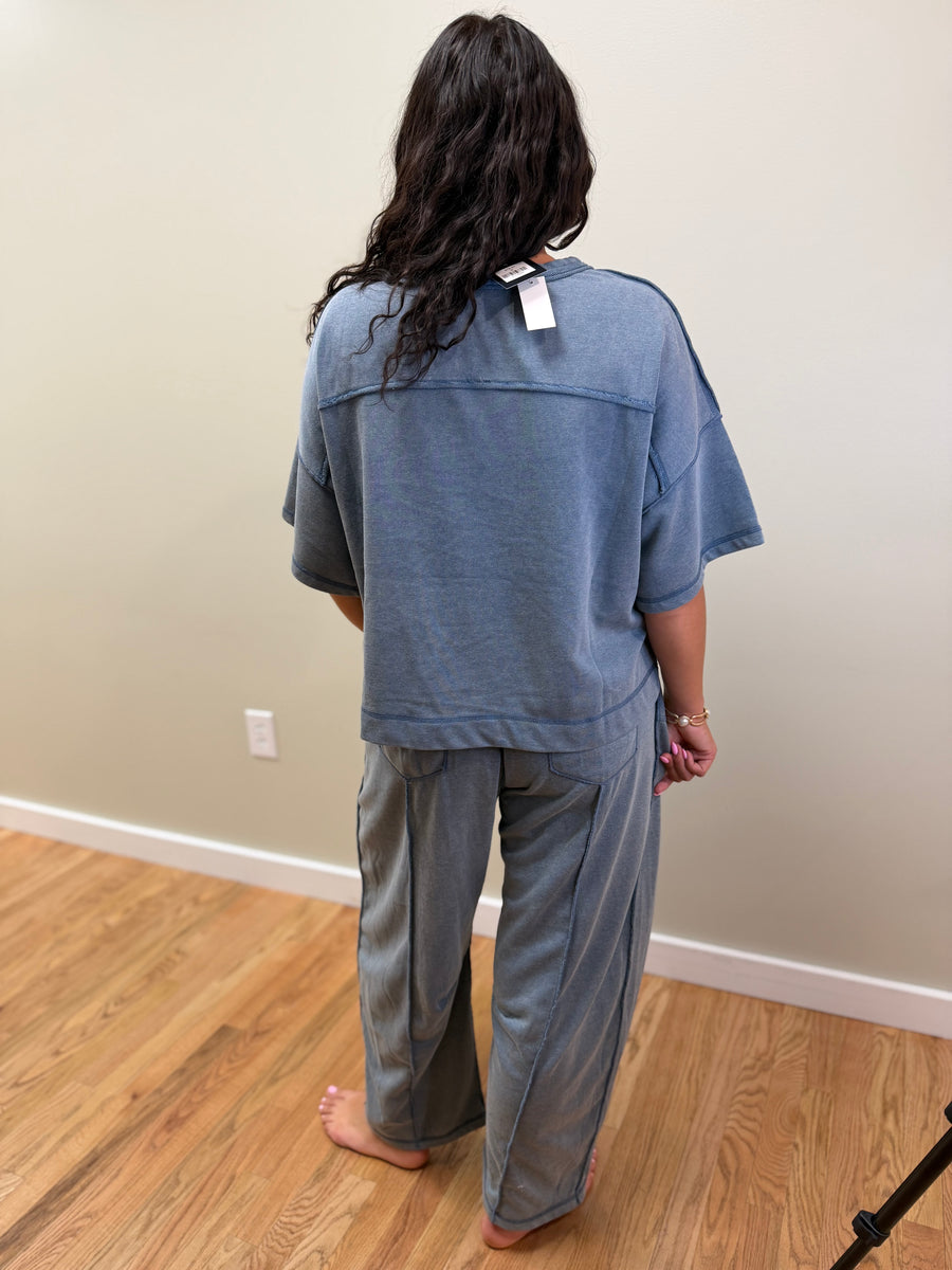 Mineral Washed Barrel Pants Set