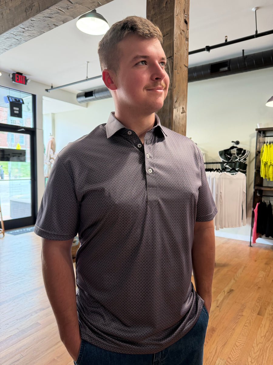 Collars & Co. Semi-Spread Collar Polo Grey and Pink