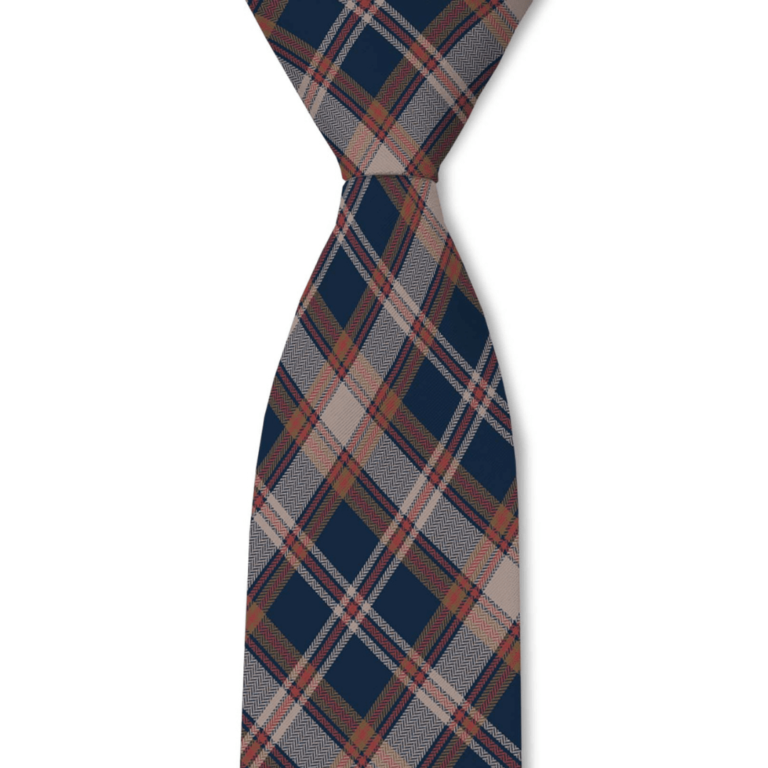 Navy & Rust Plaid Men's Necktie