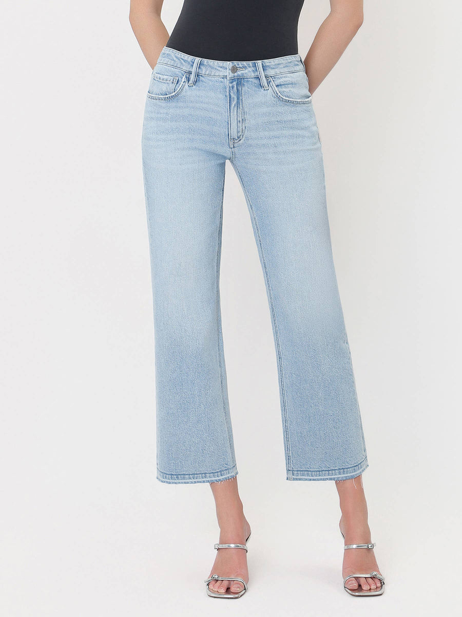 Mid-rise Crop Slim Wide Jean
