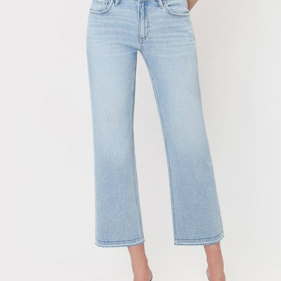 Mid-rise Crop Slim Wide Jean