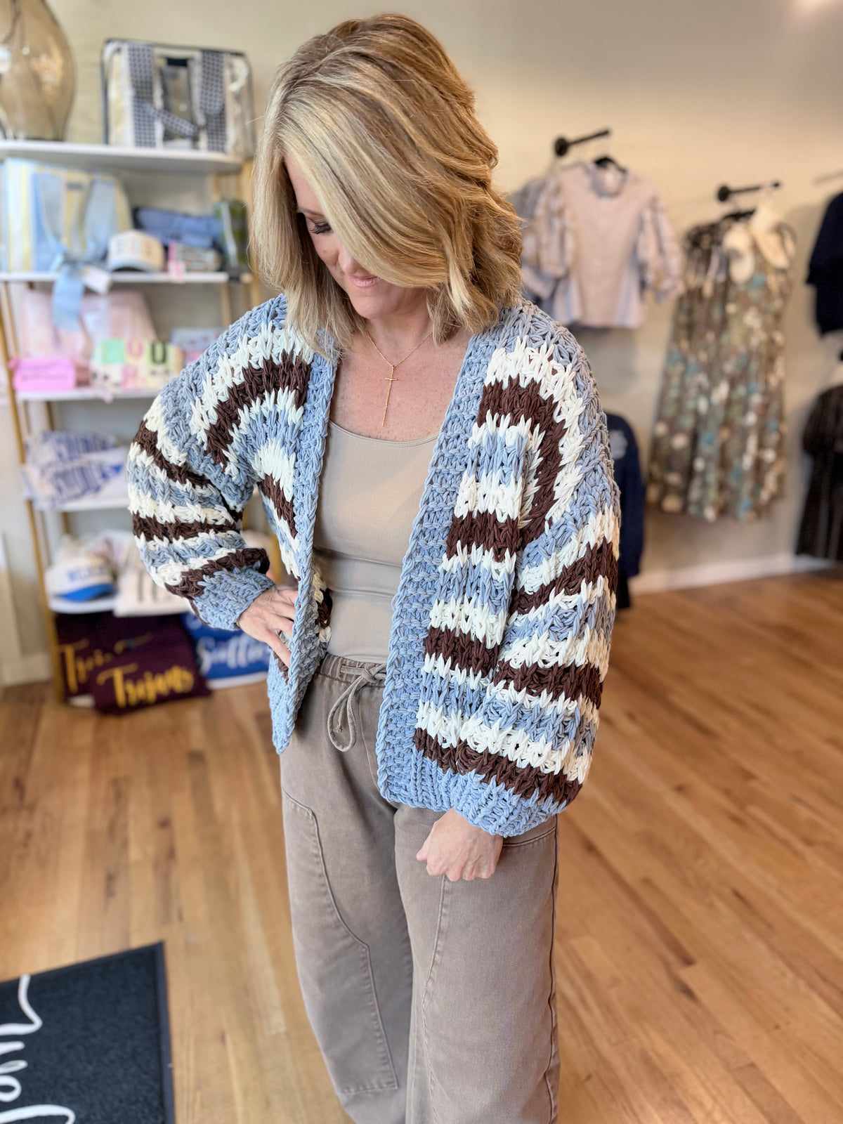 Blue Skies Chunky Stripe Cardigan