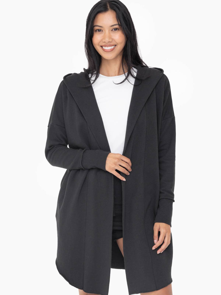 Open Front Longline Hoodie Cardigan