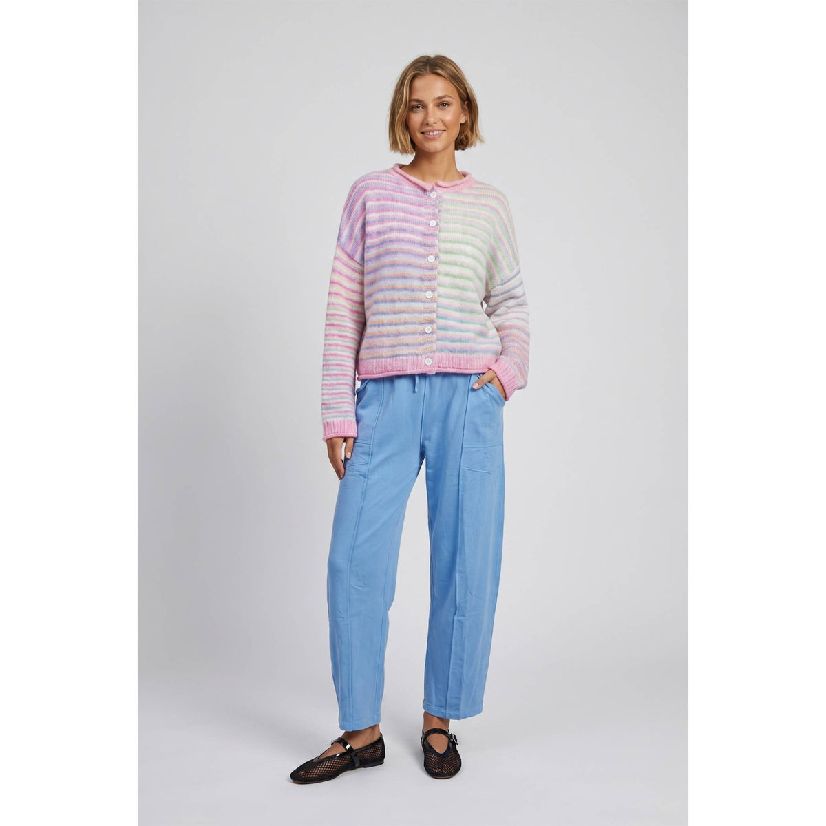 Multicolor Striped Button-Front Cardigan