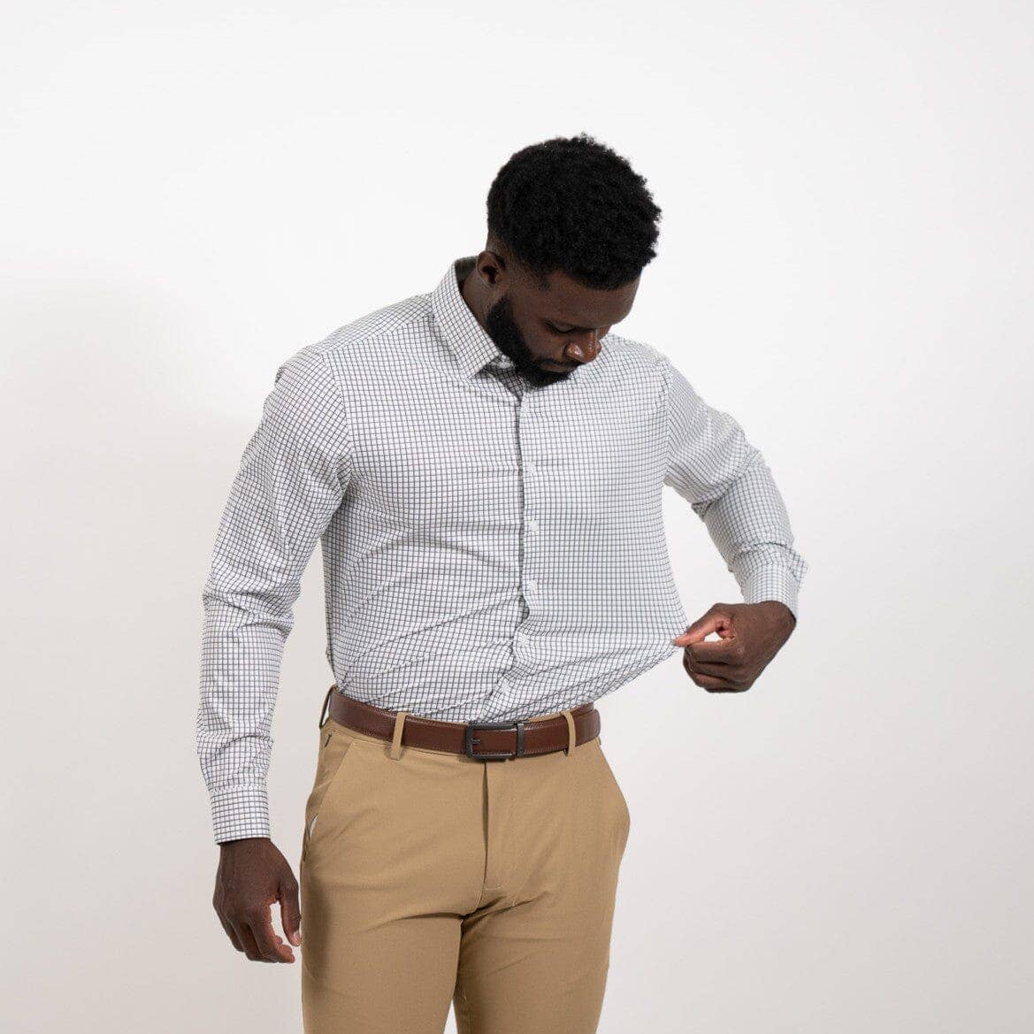 Hustle Sport Shirt - Long Sleeve - Grey Mini Grid
