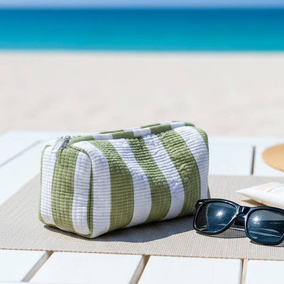 Dune Green and Blue Striped Cosmetic Bag