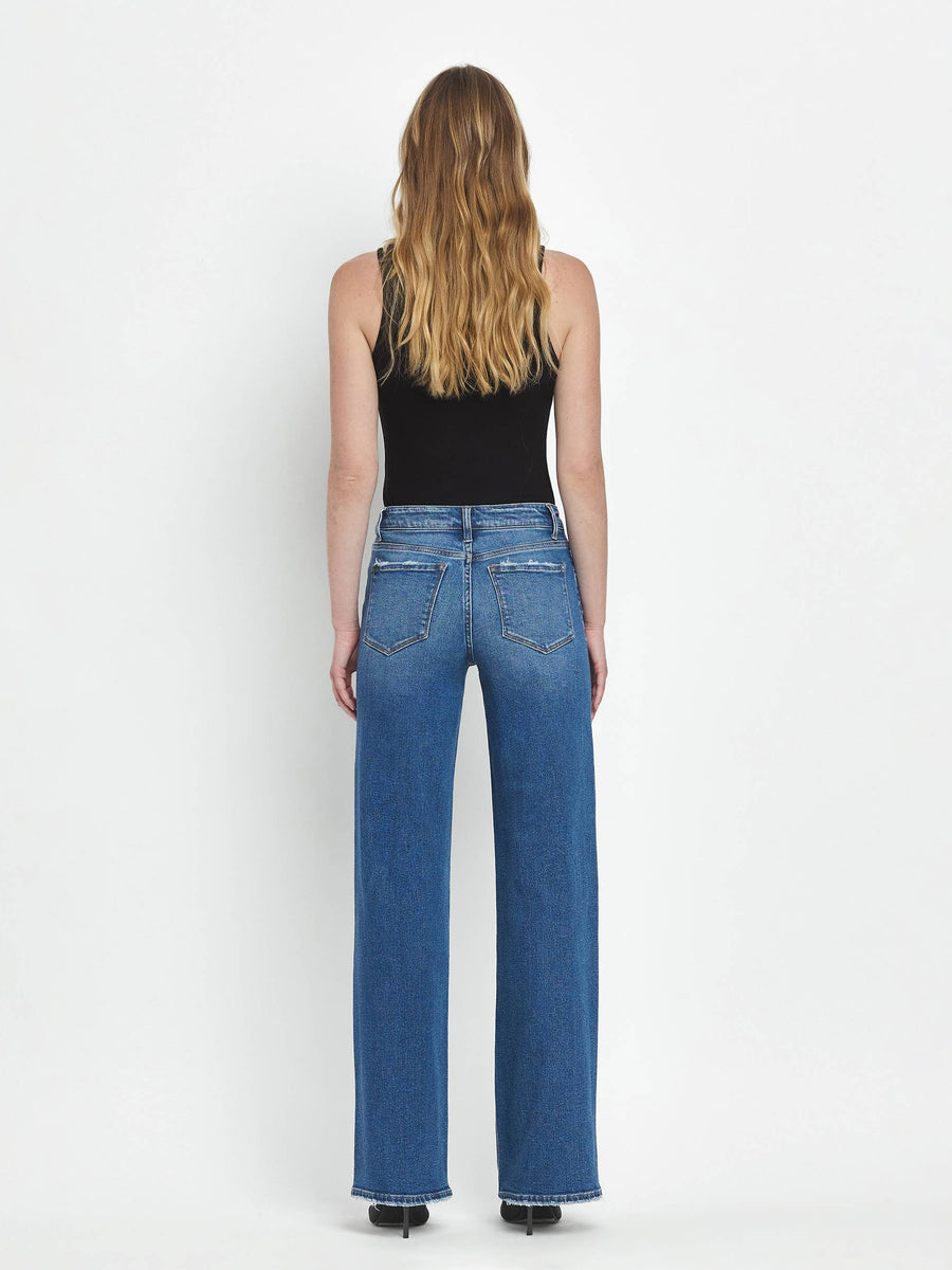 Midrise Full Length Wide Leg Jeans