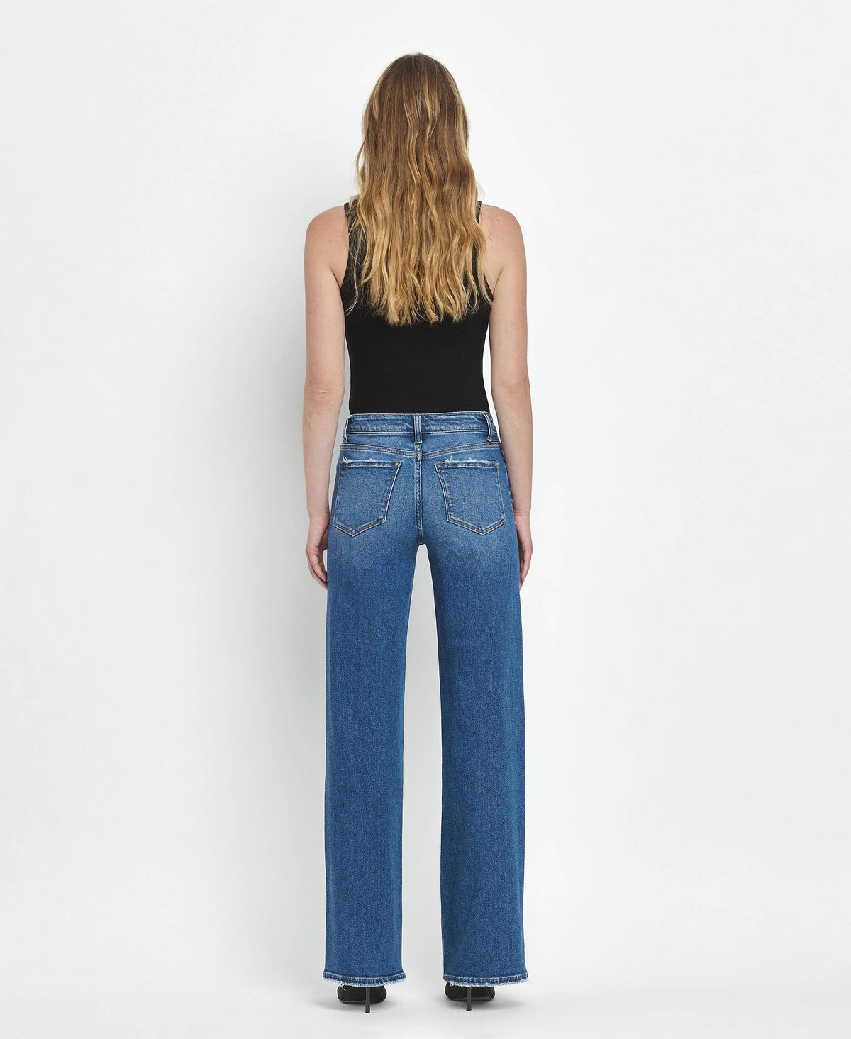 Midrise Full Length Wide Leg Jeans