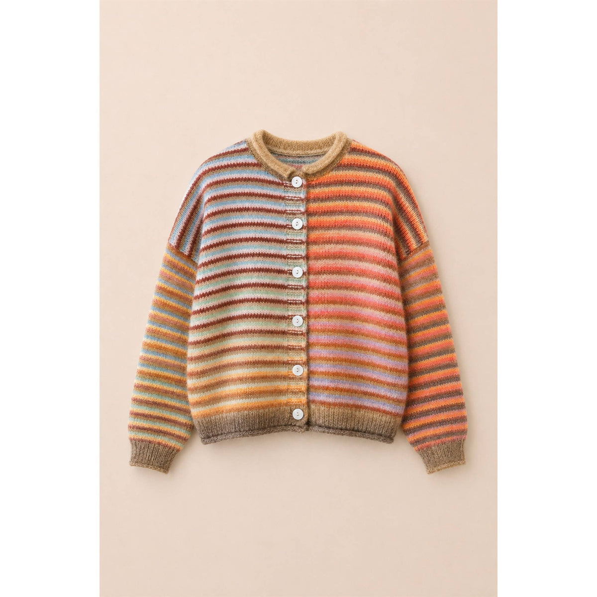 Multicolor Striped Button-Front Cardigan