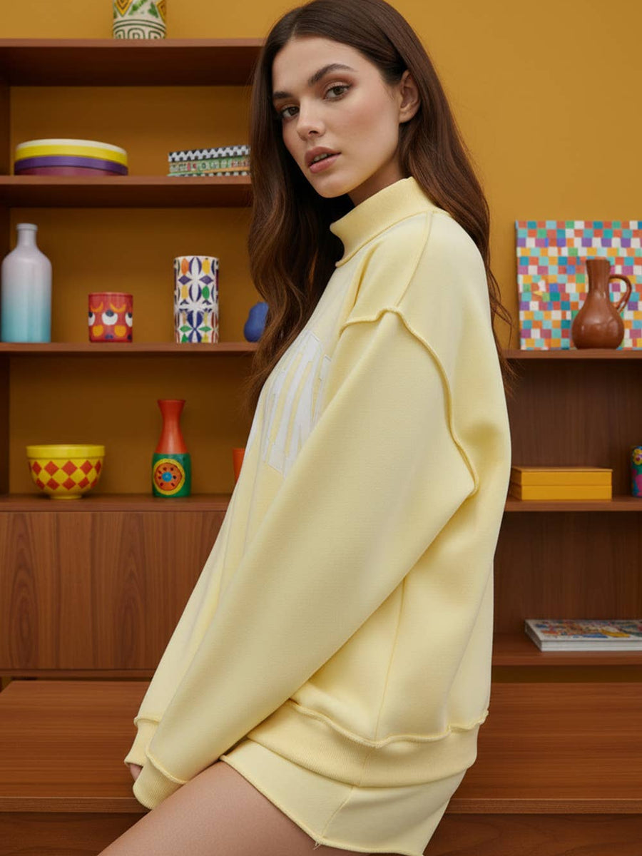 'MOTHER' Embroidered Mock Neck Sweatshirt