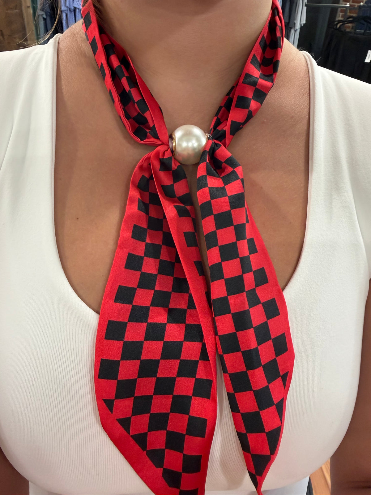 Game Day Checkered Scarf Necklace