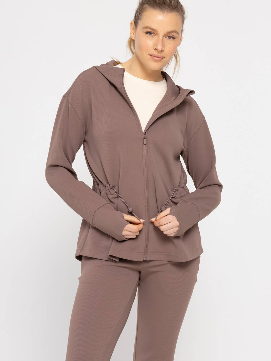 Jacquard Ribbed Hooded Jacket