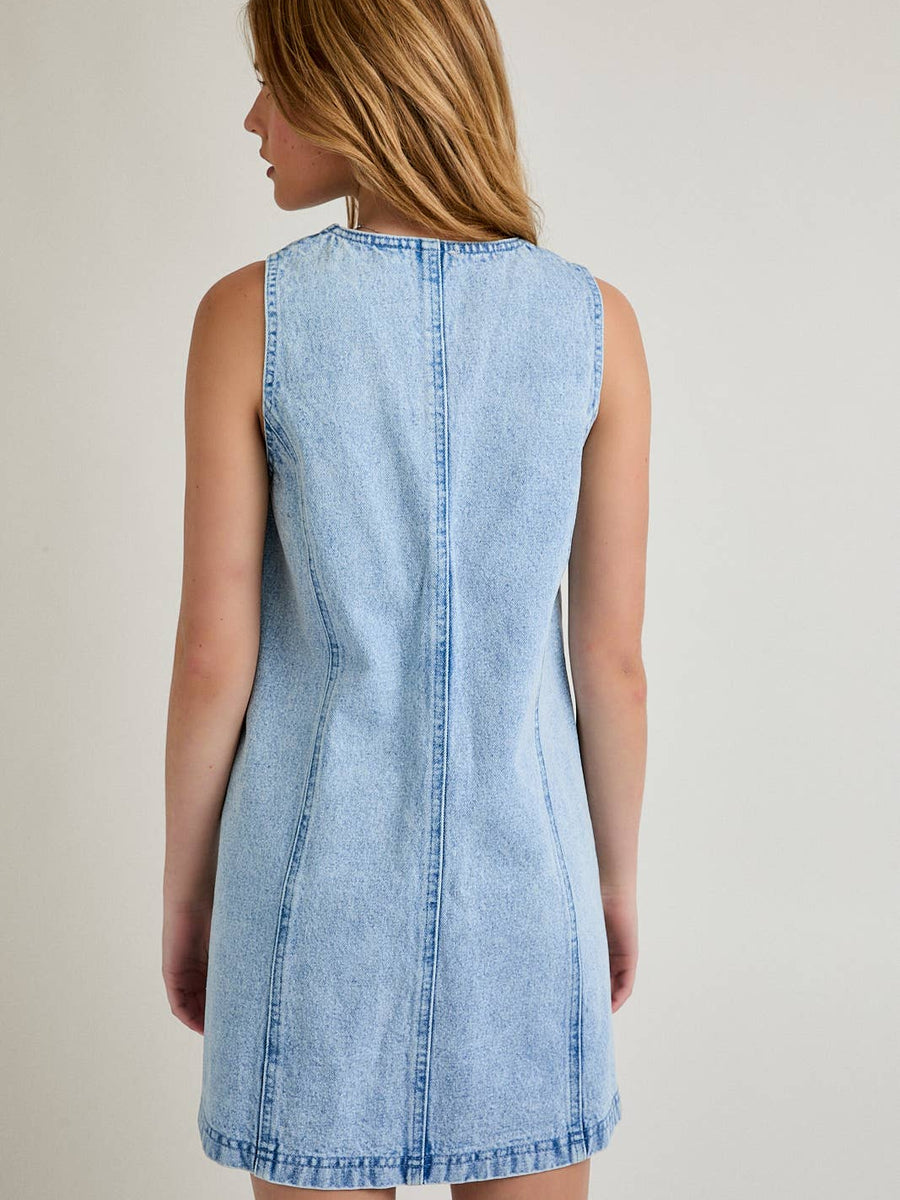 Button Down Demin Mini Dress