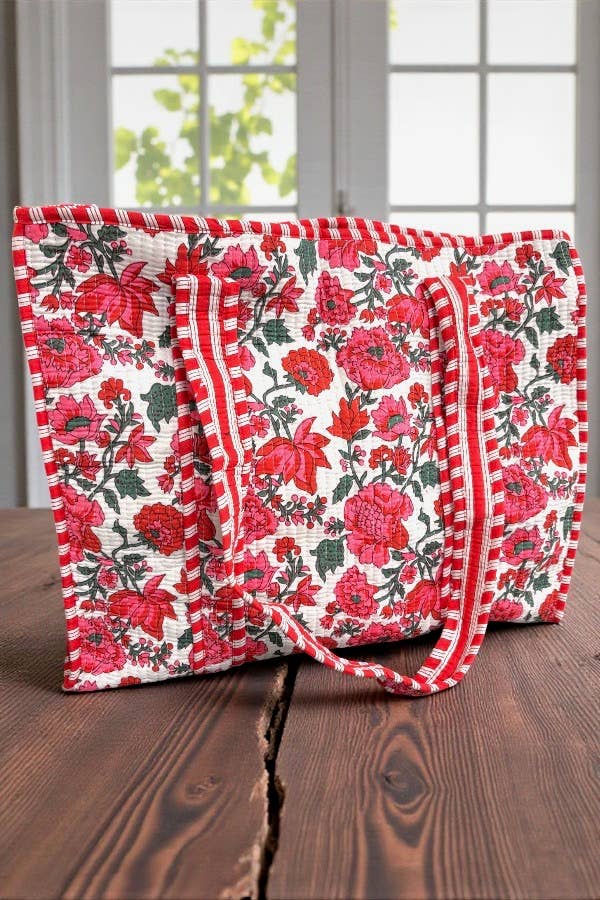 Poppy Lane Pink Floral Tote Bag