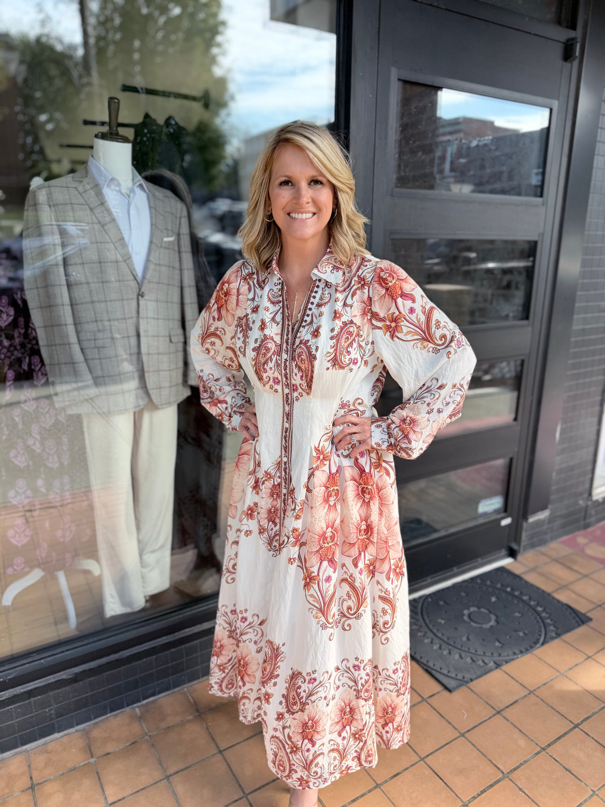 Vintage Paisley Floral Midi Dress