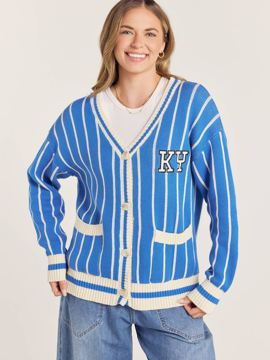 Kentucky Blue Striped Varsity Cardigan