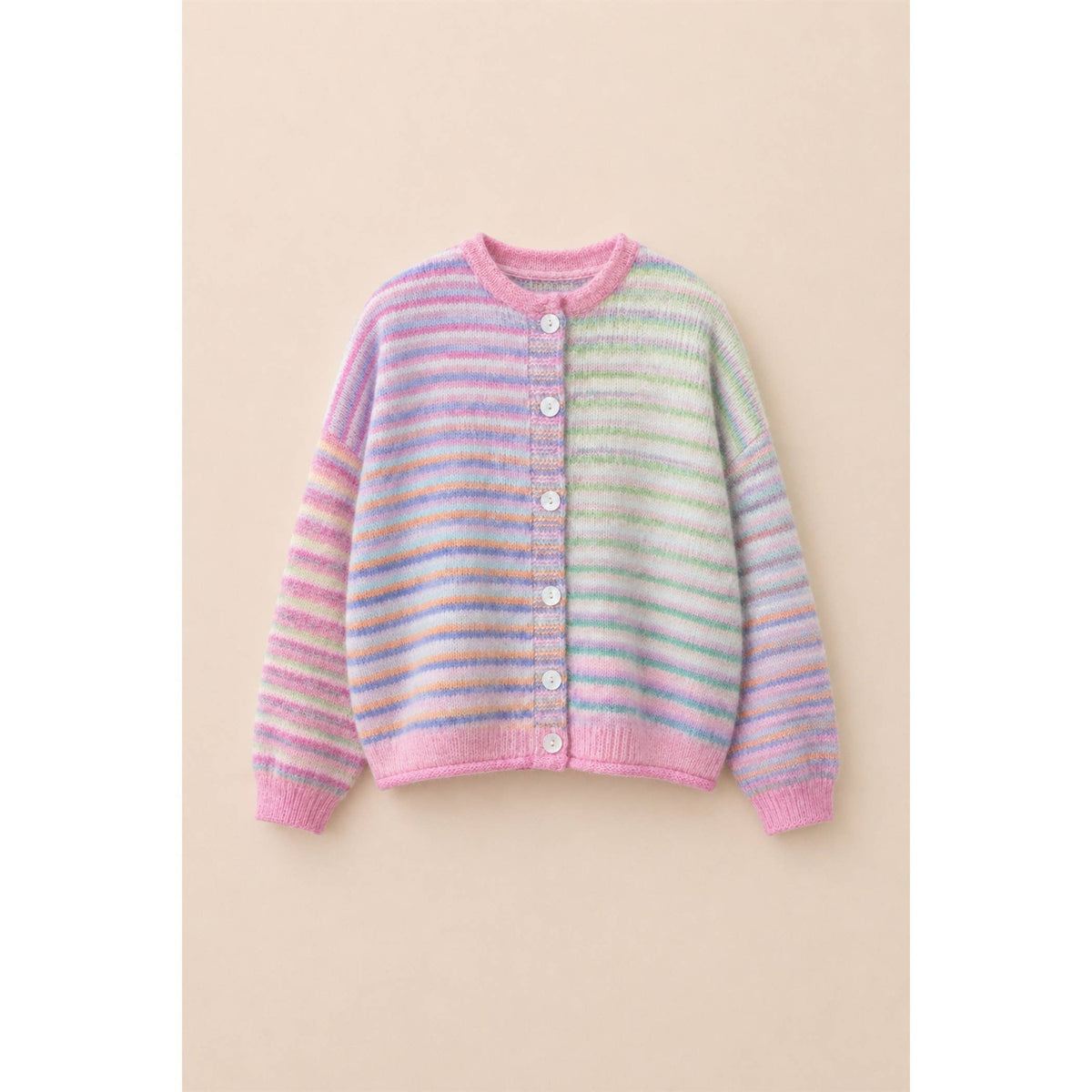 Multicolor Striped Button-Front Cardigan