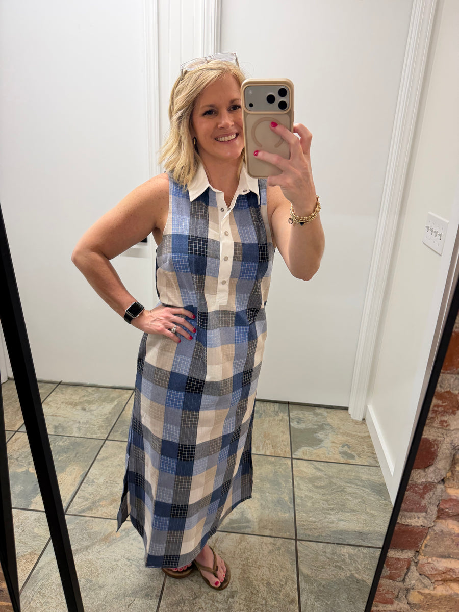 Checkered Plaid  Midi Dress