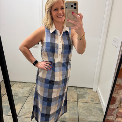 Checkered Plaid  Midi Dress