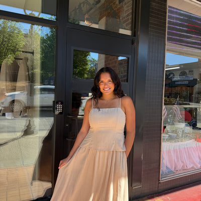 Architectural Tiered Bodice Maxi Dress