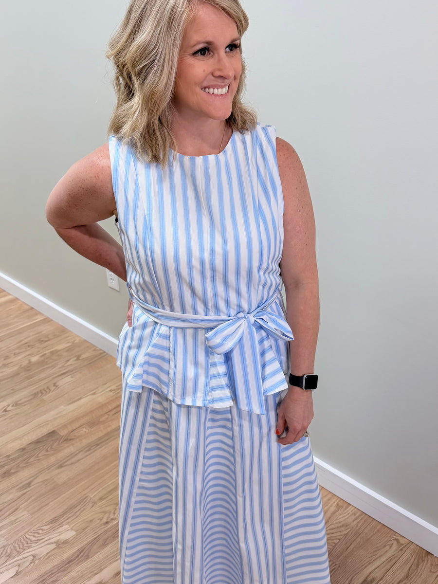 Striped A Line Midi Skirt