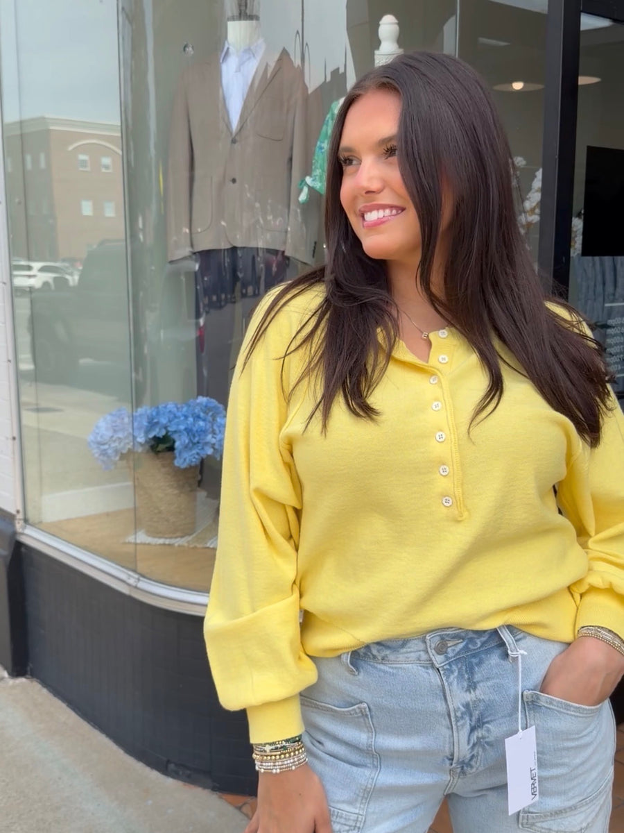 COZY HALF BUTTON PULLOVER SWEATER