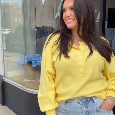 COZY HALF BUTTON PULLOVER SWEATER