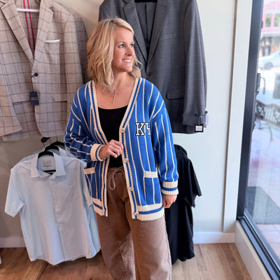 Kentucky Blue Striped Varsity Cardigan