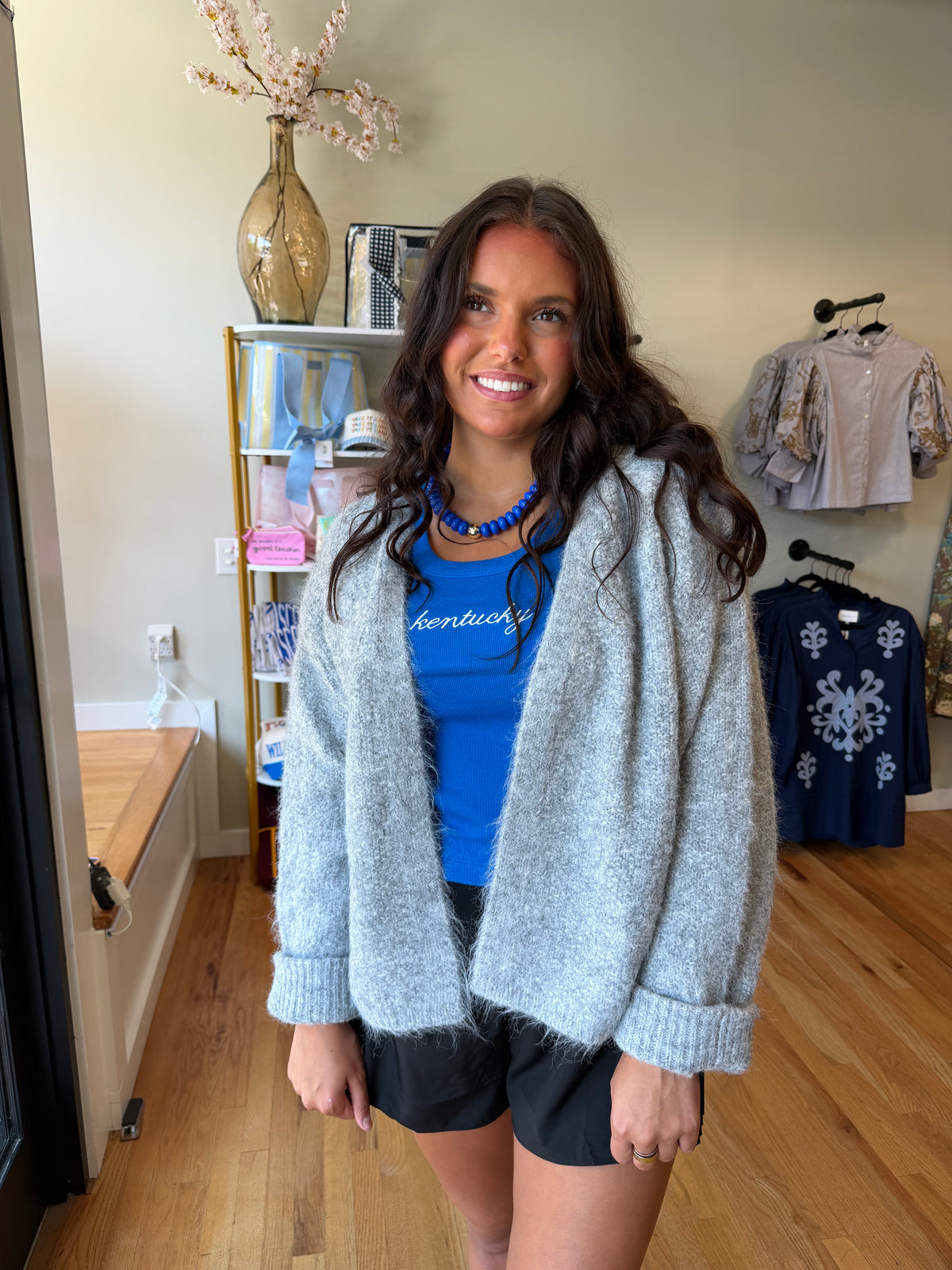 Heather Gray Open Front Cardigan