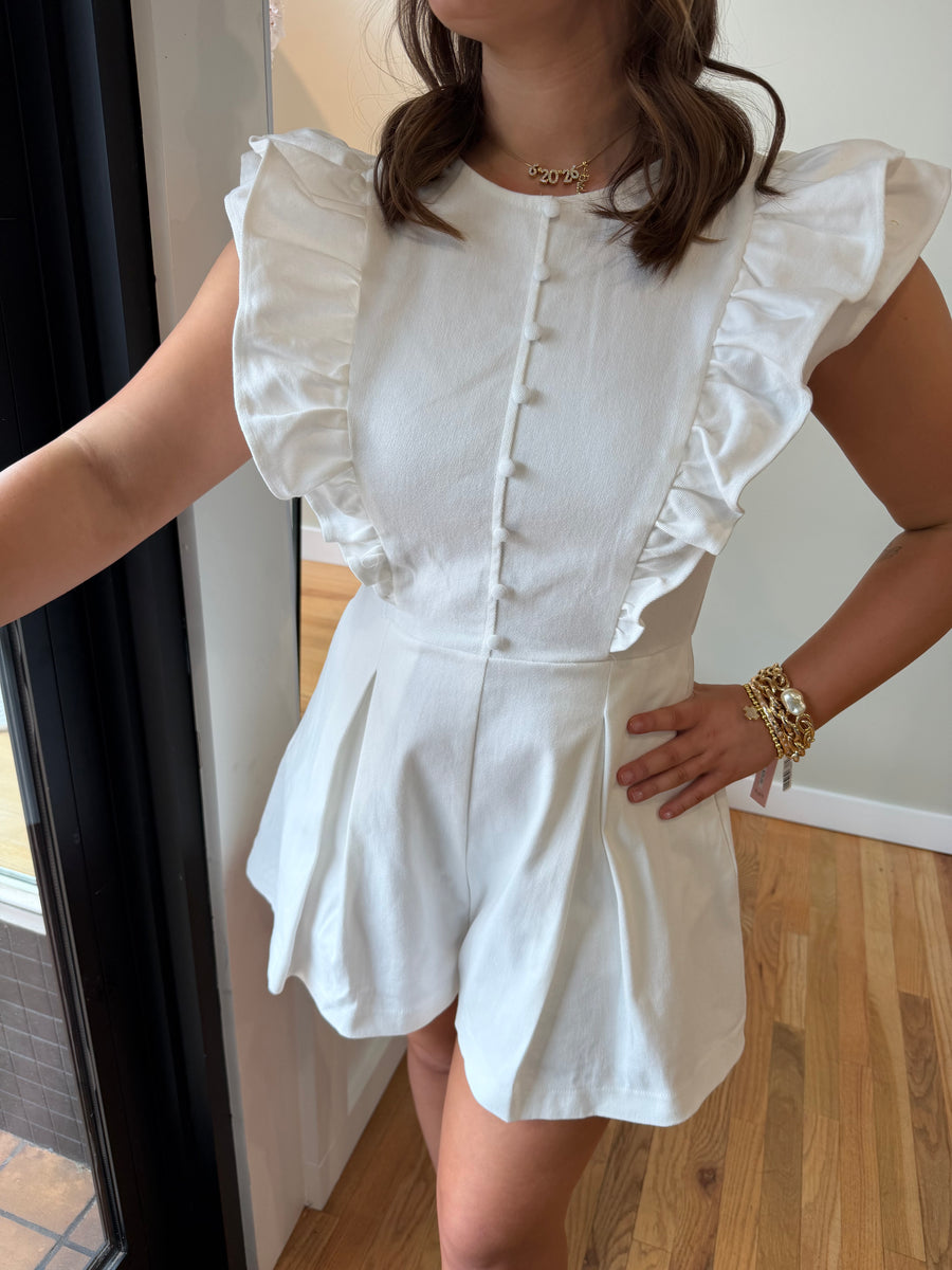 White Woven Romper