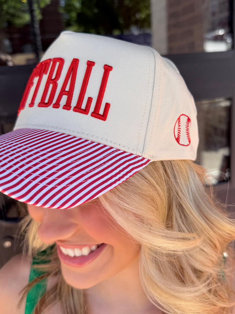 Softball-Stripped Trucker Hat