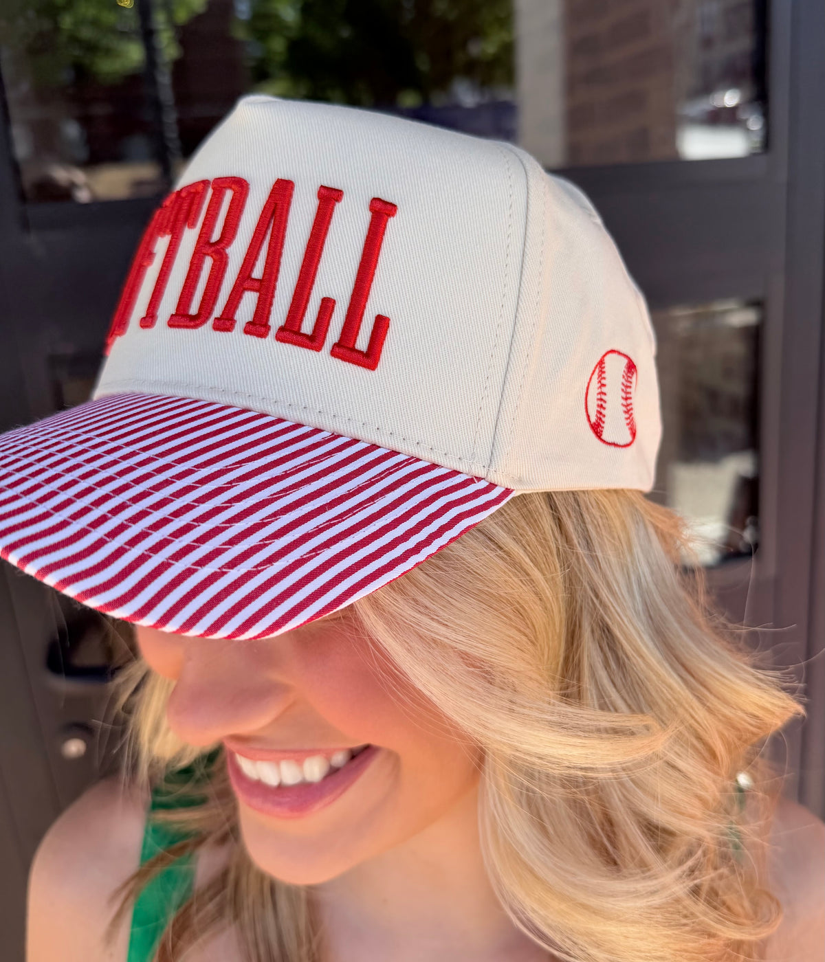 Softball-Stripped Trucker Hat