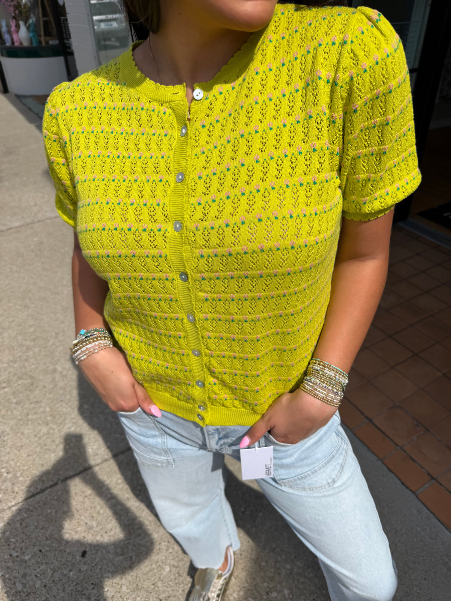 Puff Sleeve Button Down Sweater
