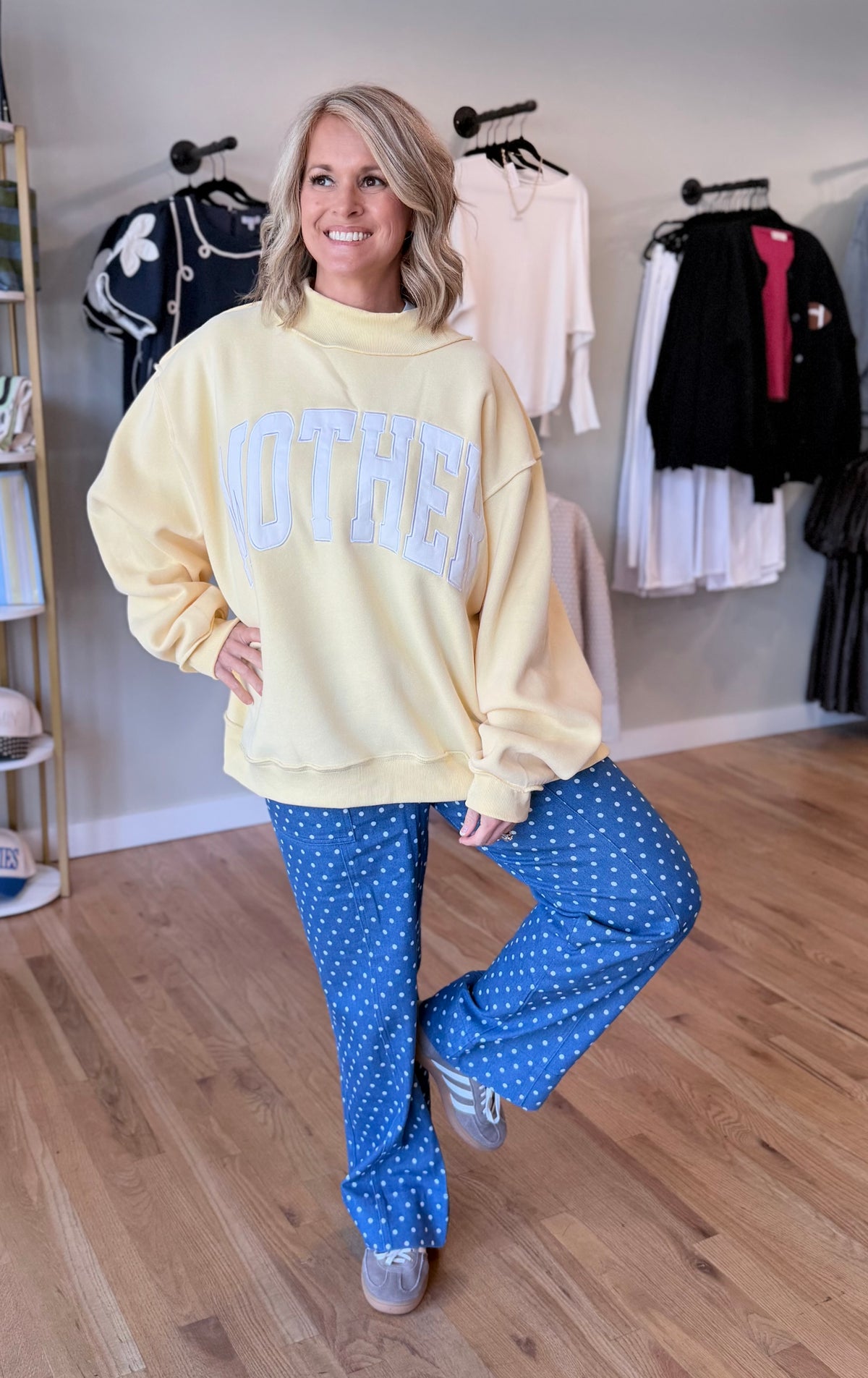 'MOTHER' Embroidered Mock Neck Sweatshirt