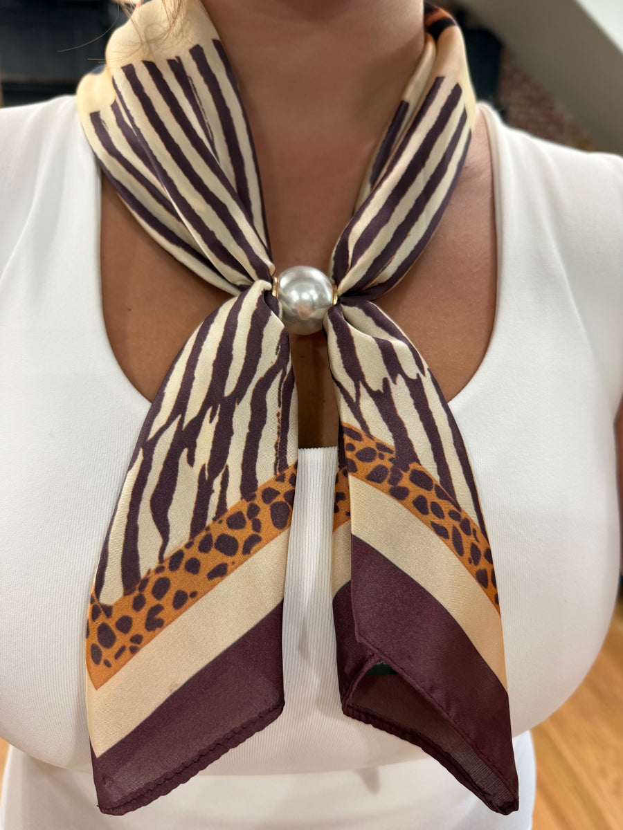 Leopard & Stripe Silky Magnetic Scarf