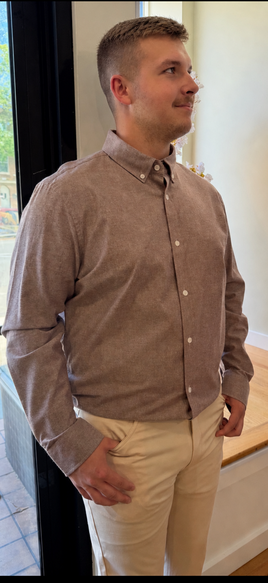 Lucas Casual Untuckable Slim Fit Brown Dress Shirt