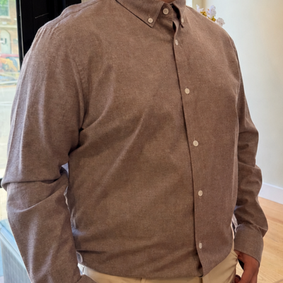 Lucas Casual Untuckable Slim Fit Brown Dress Shirt