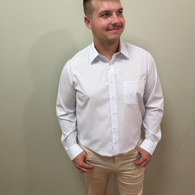 White Hustle Dress Shirt - Long Sleeve
