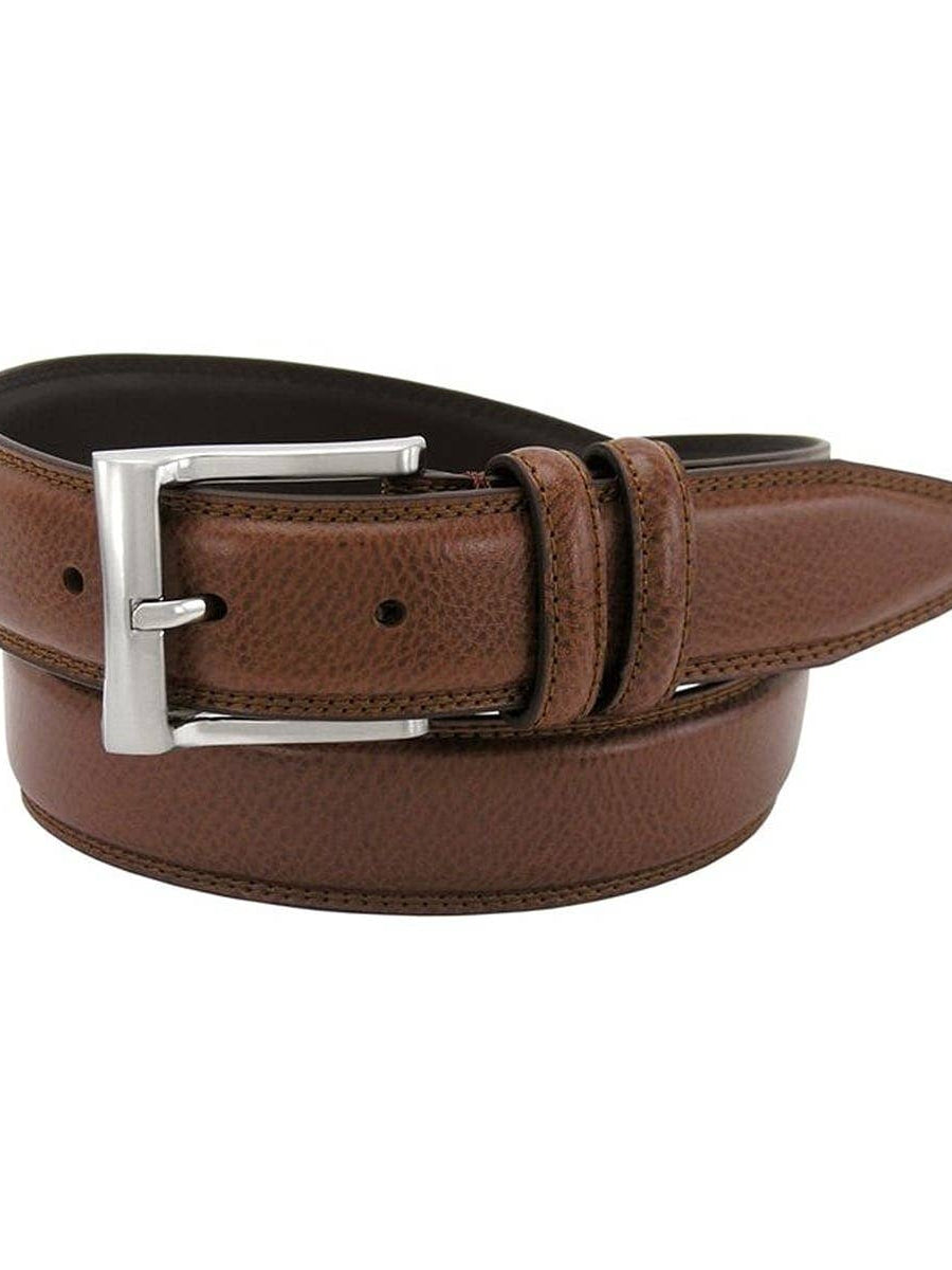 Men's Brown Pebble Grain Genuine Leather Dress Belt