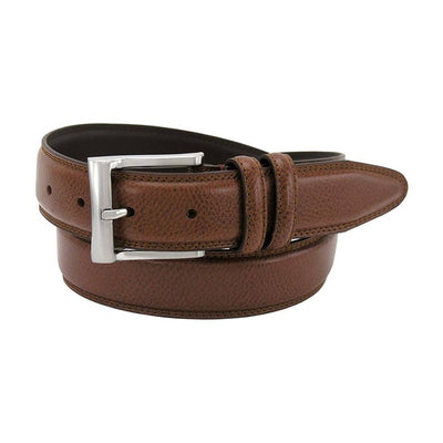 Men's Brown Pebble Grain Genuine Leather Dress Belt