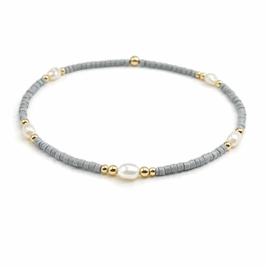 Gray Beaded Pearl Bracelet