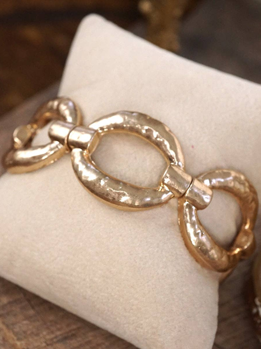 Chunky Hammered Link Stretch Bracelet